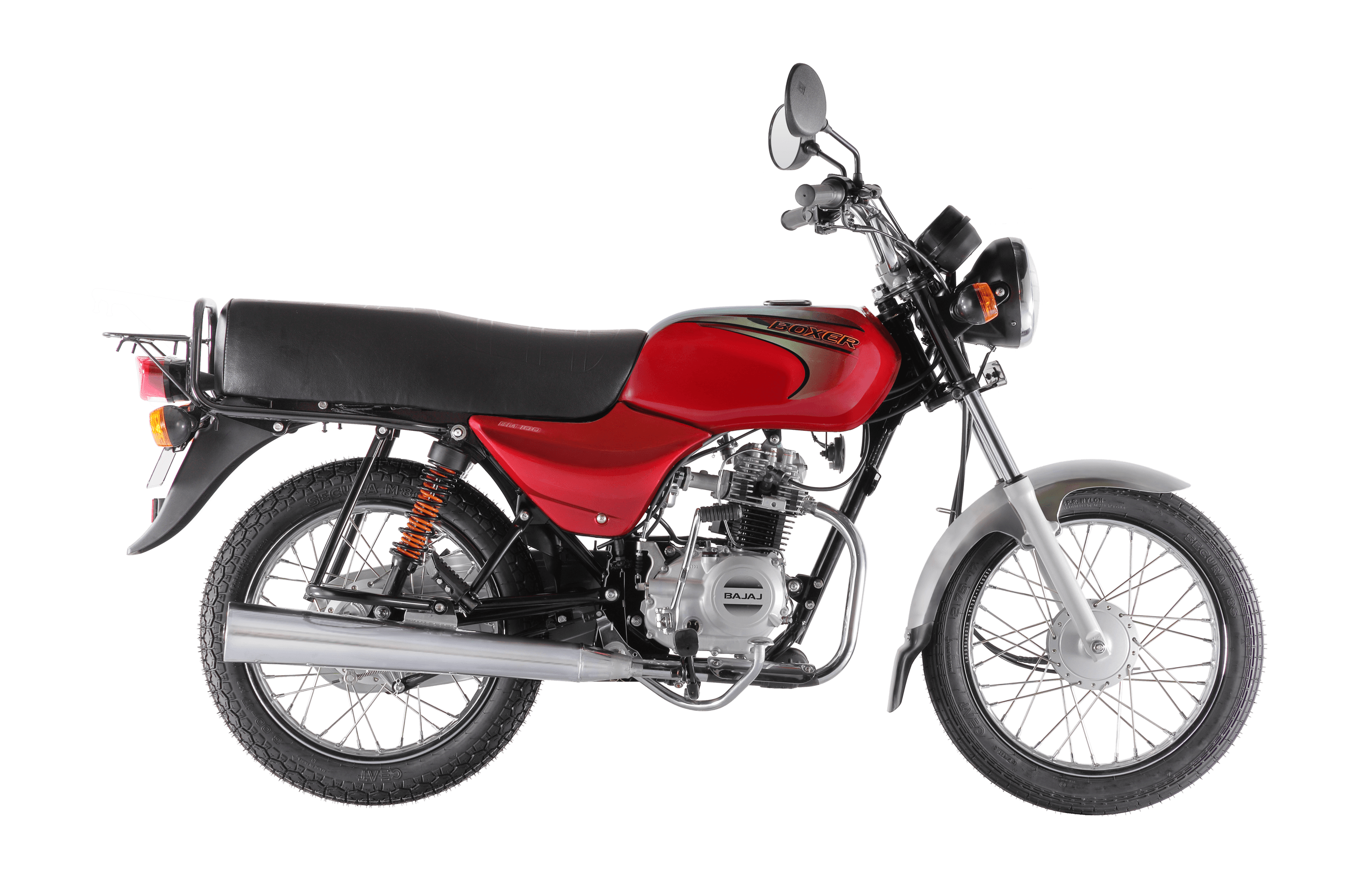 Boxer 100 ensures best in class fuel efficiency of 55kmpl with its 4 stroke natural air cooled engine. Which means on a full tank, Boxer 100 delivers a mileage of 500+ kms. This performance makes it an ideal commuter bike for city rides as well as long journeys. Boxer 100 packs in a good 8.2Ps Power @ 7500 rpm and a torque of 8.05Nm @4500 rpm. Its natural air cooling ensures that the bike engine doesn’t overheat.